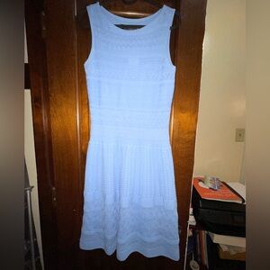 Ralph Lauren Classic Sleeveless Knit Fit-and-Flare Dress in Light Blue